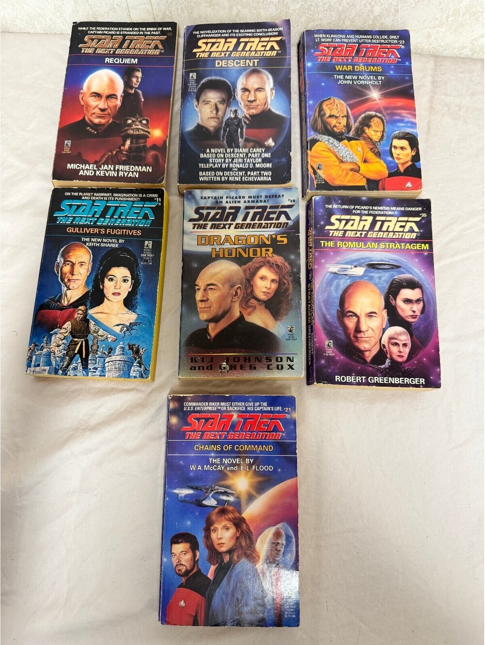 Star Trek The Next Generation Pocket Books Lot of 7 1990-1996 Paperbacks